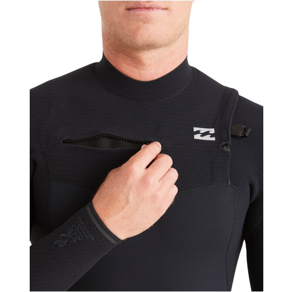 2024 Billabong Mænd Furnace Comp 3/2mm Chest Zip Våddragt Abyw100198 - Sort